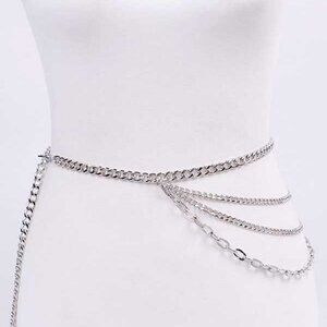 Plus Size Fashion Chain Belt - Silver